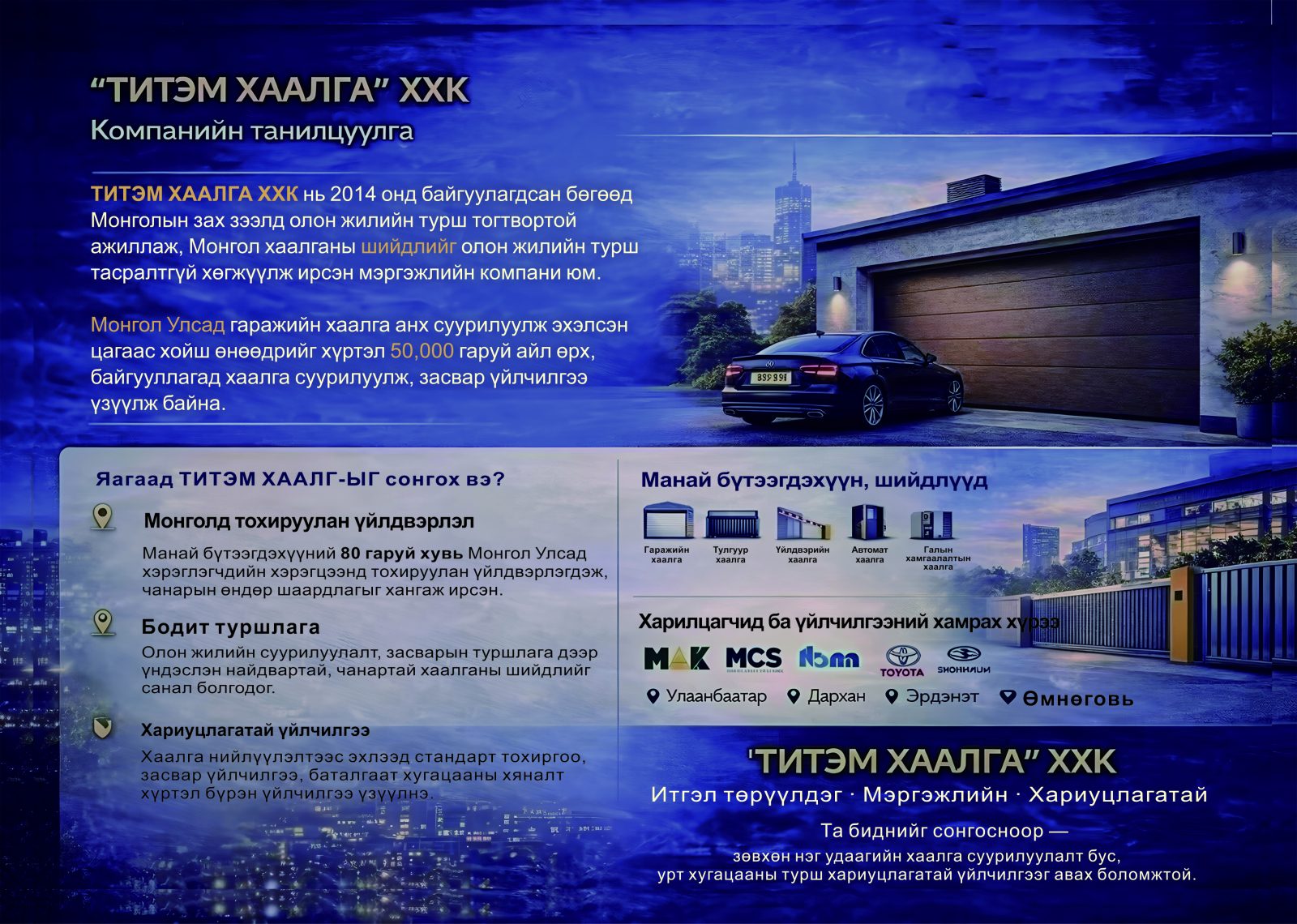 Титэм Хаалга компанийн танилцуулга